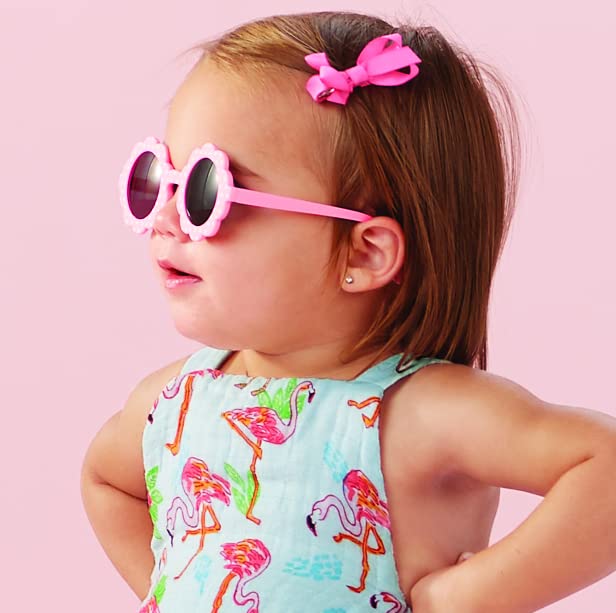 Mud Pie Baby Girls' Toddler Sunglasses Round, Pink Flower, 2T3