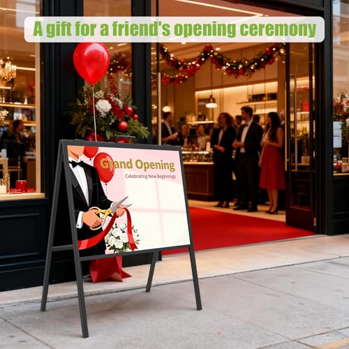 FiueStur 2 PCS Sidewalk Sign Holder 18x24in A-Frame Sidewalk Sign Double Sided Frame Folding Outdoor Advertising - Thumbnail 2