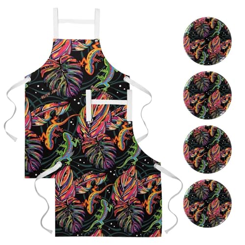 Tablier de serveuse multicolore lot de 2 idéal pour restaurant et bistrot