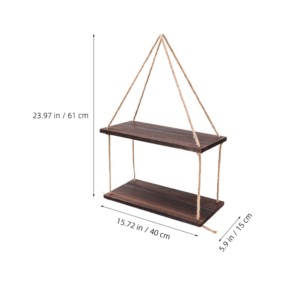 Mensole Sospese da Parete Rustiche in Legno Corda di Juta Set Piccolo Porta Piante e Oggetti Decorativi per Soggiorno Camera da Letto e Studio Scaffali Sospesi Multifunzionali