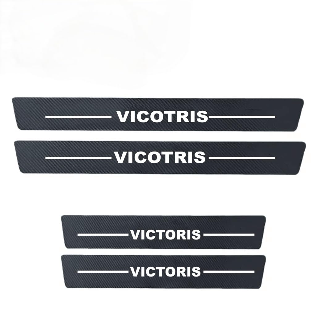 Car Door Guard Sill Protectors Compatible for Victoris Universal Reflective Carbon Fiber Vinyl Threshold Sticker Decorative Car Door Scuff Plate,Anti-Scratch (Pack of 4)-image-26