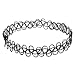 Jane Stone Choker Black Stretch Gothic Tattoo Henna Necklace (Fn1450-Black)