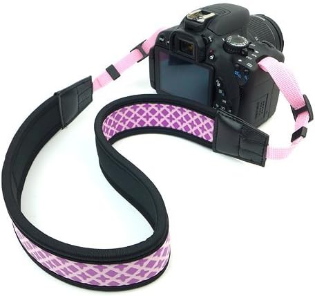 GTMax Purple Anti-Slip Soft Neoprene Camera Shoulder/Neck Strap Belt for Canon Nikon FujiFilm Sony Pentax Panansonic and more Digital Cameras with Cleaning Cloth