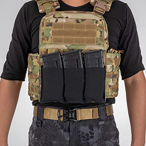 Idogear Triple Mag Pouch Molle Magazine Pouches Open-Top For M4/M16/Ar/Ak Rifle Magazines 500D Nylon (Black) #TOP6