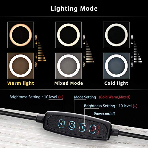 LXDDP 14-Zoll-LED-Ringlicht mit Stativständer und Handyhalter, mit 3 Lichtmodi und 10 Helligkeitsstufen für Vlogs, Live… – Bild 5
