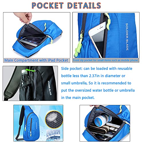 Outdoor Sling Crossbody Shoulder Chest Bag Pack Running Hiking Cycling Travel Backpack for Men Woman Teens Black - Image 3