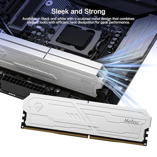 Image of Netac DDR4 DRAM 32GB Kit16GBx2 C16 3200MHz XMP 2.0 Dual Channel RAM (PC4-25600) 1.35V 288-Pin Upgraded Aluminum Heat Sink Ideal for Gaming Computer Upgrade - Shadow III White