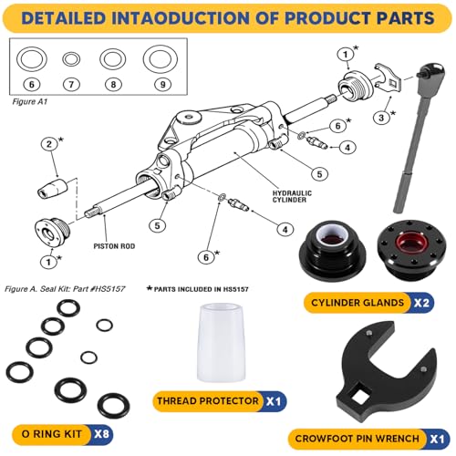Image of HS5157 /HS5167 Seal Kit For SeaStar Hydraulic Steering Cylinder Seal Kit with Pin Wrench & O-Ring Kit Compatible with HC5340, HC5341, HC5342, HC5343, HC5344, and More