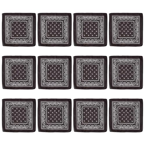 MEIBAOGE 12 pañuelos cuadrados grandes con estampado de flores de anacardo para la cabeza para actividades al aire libre