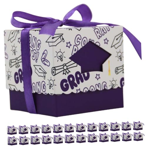 Alipis 50 Piezas Cajas de Dulces de Graduación Clásico de Sombrero de Graduación para Decoraciones y Fiestas Resistente y Caja de para Snacks