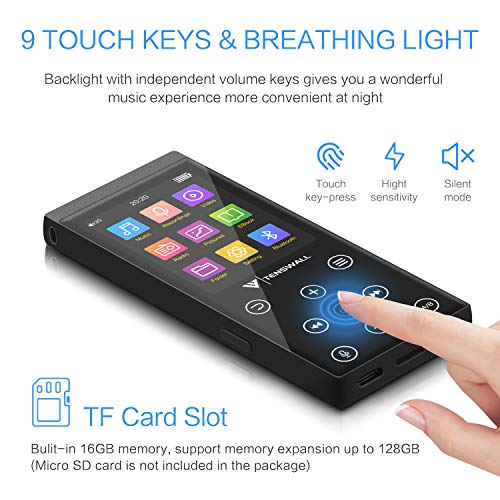 MP3 Player, 16GB MP3 Player with Bluetooth 4.2, Portable HiFi Lossless Sound MP3 Music Player with FM Radio Voice Recorder E-Book 2.4'' Screen, Expandable up to 128GB (Headphone, Armband Included)