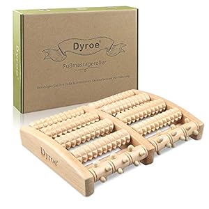 Dyroe Fußmassageroller Fussmassagegerät holz für Fußmassage – Perfekt für Zuhause & Büro – Fußroller gegen Fersensporn und Plantarfasziitis Fussmassageroller Holz zur Linderung von Schmerze