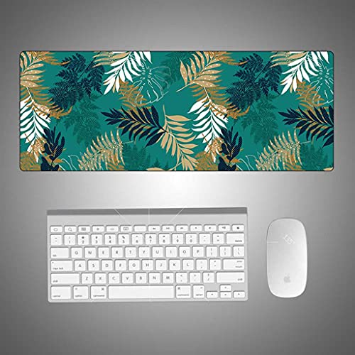 Tapis de souris gaming XXL 900x400 mm avec revers caoutchouc antidérapant design feuilles