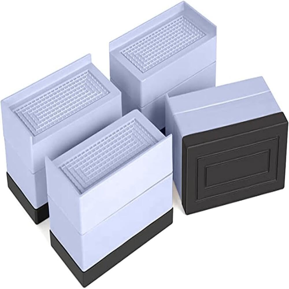 Bluejw 4PCS Adjustable Bed Risers Furniture Risers, 3 Inch Non-Slip Heavy Duty Riser for Bed Table Chair Sofa, Desk Lifts Leg Extenders (Grey Rectangular)