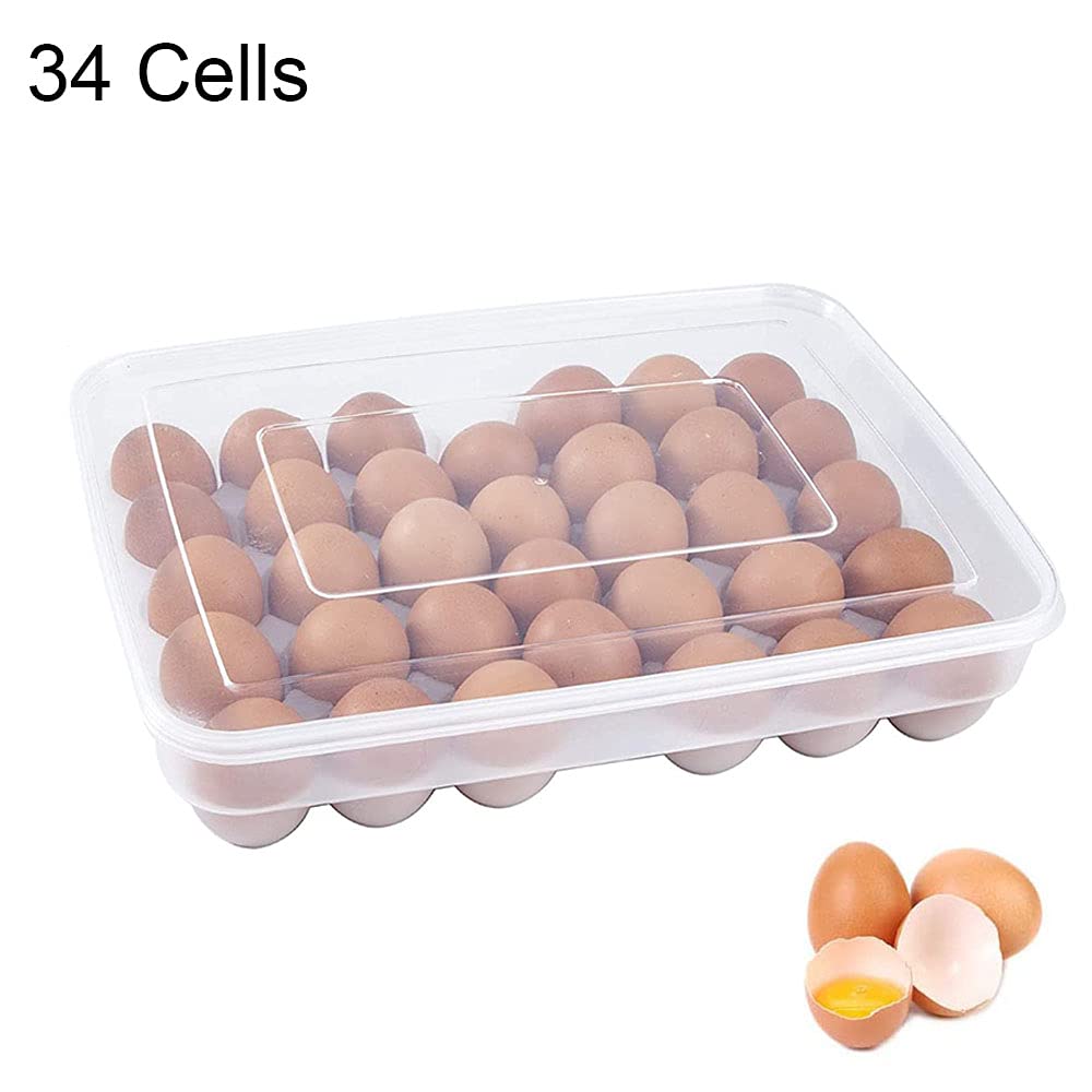Zefeng Scatola per uova, uova contenitore, scatola impilabile, in plastica, con coperchio, coperchio per 34 cucina campeggio picnica, stoccaggio alimentare, (V094-egg storage box)