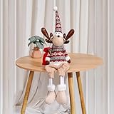 23.6inch Reindeer, Christmas Fabric Decor, Poseable Holiday Figurines, Knit Sweater, Handcrafted, Festive Tabletop, Xmas Home Decor, Plush Characters, Multi-hued, Xmas Gift (Multicolor)