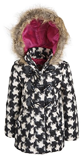 Urban Republic Baby Girls Classic Wool Blend Hooded Winter Toggle Peacoat - Plaid 15 (12 Months)