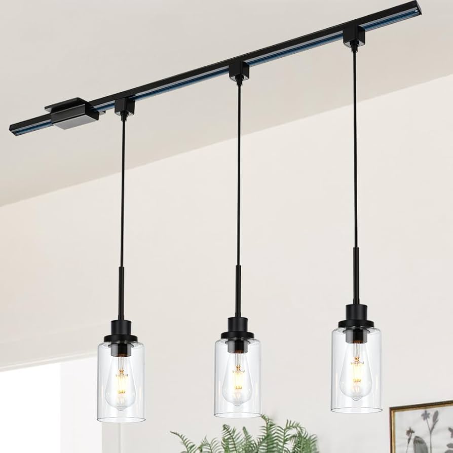 WINSHEN 3-Pack H-Type Track Lighting Pendant, Black Ceiling