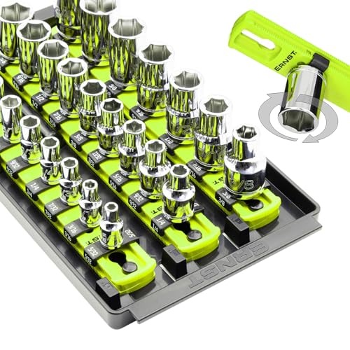 Ernst Manufacturing 8-Inch Socket Boss, 3-Rail Socket Tray, HI-VIZ - 1/4