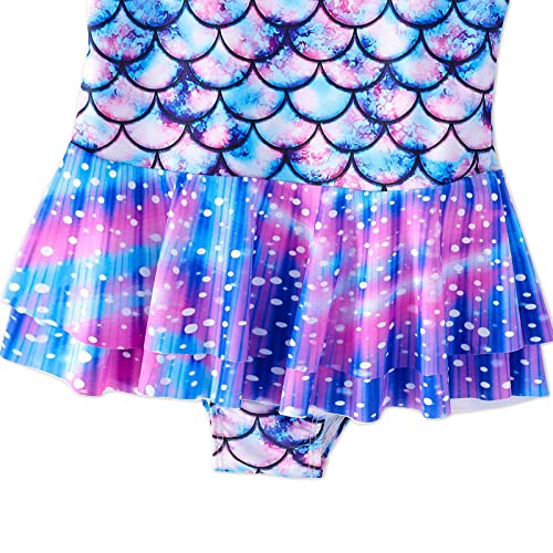 Image of YUEGOO Girls Swimsuits Bathing Suit One Piece 3D Printed Ruffle Beach Swimwear 3-8T (as1, Age, 6 Years, A-Blue Mermaid)