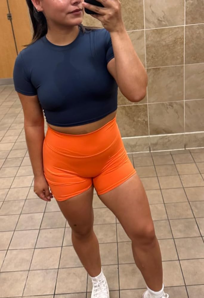 Aoxjox Short Sleeve Crop Tops for Women Classic Longline Baby Tee Workout T Shirt Top - Image 2