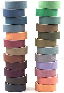 24 Rolls Washi Tape Set, Washi Tape Colorful Masking Tape 4 Meters Long and 15mm Wide,Bullet Log Decoration, Card Making, Scrapbook, Planner, DIY Gift Packaging