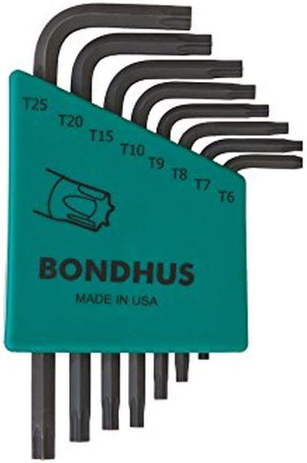 Bondhus 31732 Set of 8 Star L-wrenches, Short Length, sizes T6-T25, Multicolor, One Size