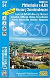  UK50-34 Landkreise Pfaffenhofen a.d.Ilm, Neuburg-Schrobenhausen: Ingolstadt, Eichstätt, Manching, Wolnzach, Geisenfeld, Vohburg a.d. Donau, ... Karte Freizeitkarte Wanderkarte)