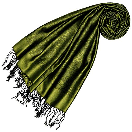 Pashmina Écharpe imprimé cachemire vert et noir idéale pour rehausser une tenue de bureau chic