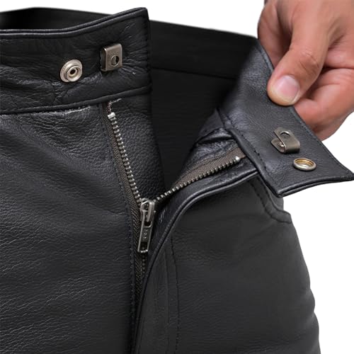 Touch&Torn Leather Motorcycle Pants for Mens Leather Black Brown Pants with 5 Pockets