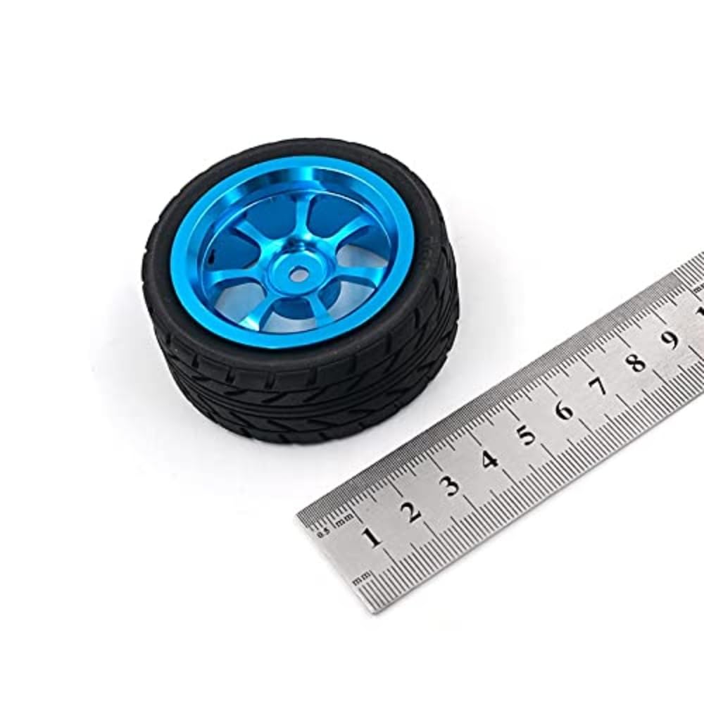 4pcs 65mm Rubber Tire Metal Wheel Rim 12mm Hex RC Car Upgrade Parts, High Grip, for Wltoys 144001 144002 124017 124016 124018 124019 A959 A949 A969 A959B RC Car (Blue)