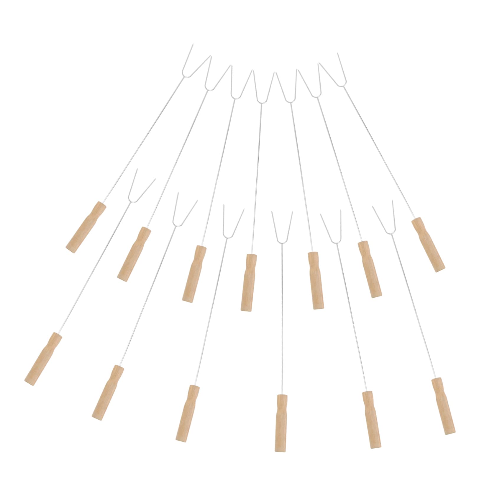 Kisangel 15pezzi Forchette Per Barbecue in Acciaio Inossidabile Manico in Legno Utensile Riutilizzabile Per Grigliate Di Carne e Verdure Accessori Per Barbecue Facili Da Pulire