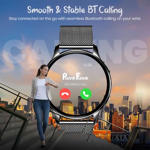 Image of PunnkFunnk Active 2 Smartwatch, 1.39 inch HD Round Display, Bluetooth Calling, Heart Rate & SPO₂, 100+ Sports Modes, IP67, Long Battery Life for Men & Women (Millanese Black)
