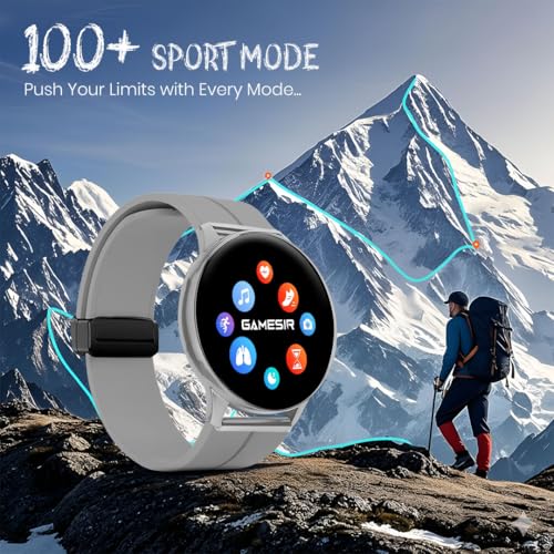 Image of GameSir Active 2 Smartwatch for Men & Women, 1.39 inch HD Round Display, Bluetooth Calling, Heart Rate & SPO₂, 100+ Sports Modes, IP67, Long Battery Life for Android & iOS (Magnetic Grey)