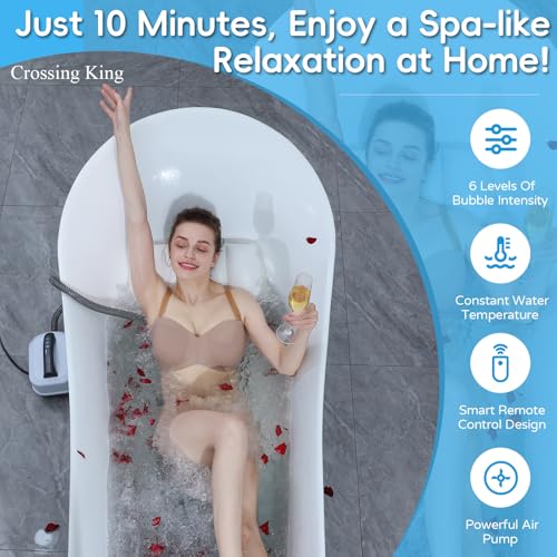 Bath Spa Massage Mat: Portable Bubble Bath Machine for Tub - Body Bubble Bath Machine with Anti-Slip Mat, Electric Air Pump, Inflatable Pillow and Remote, Home Large Size