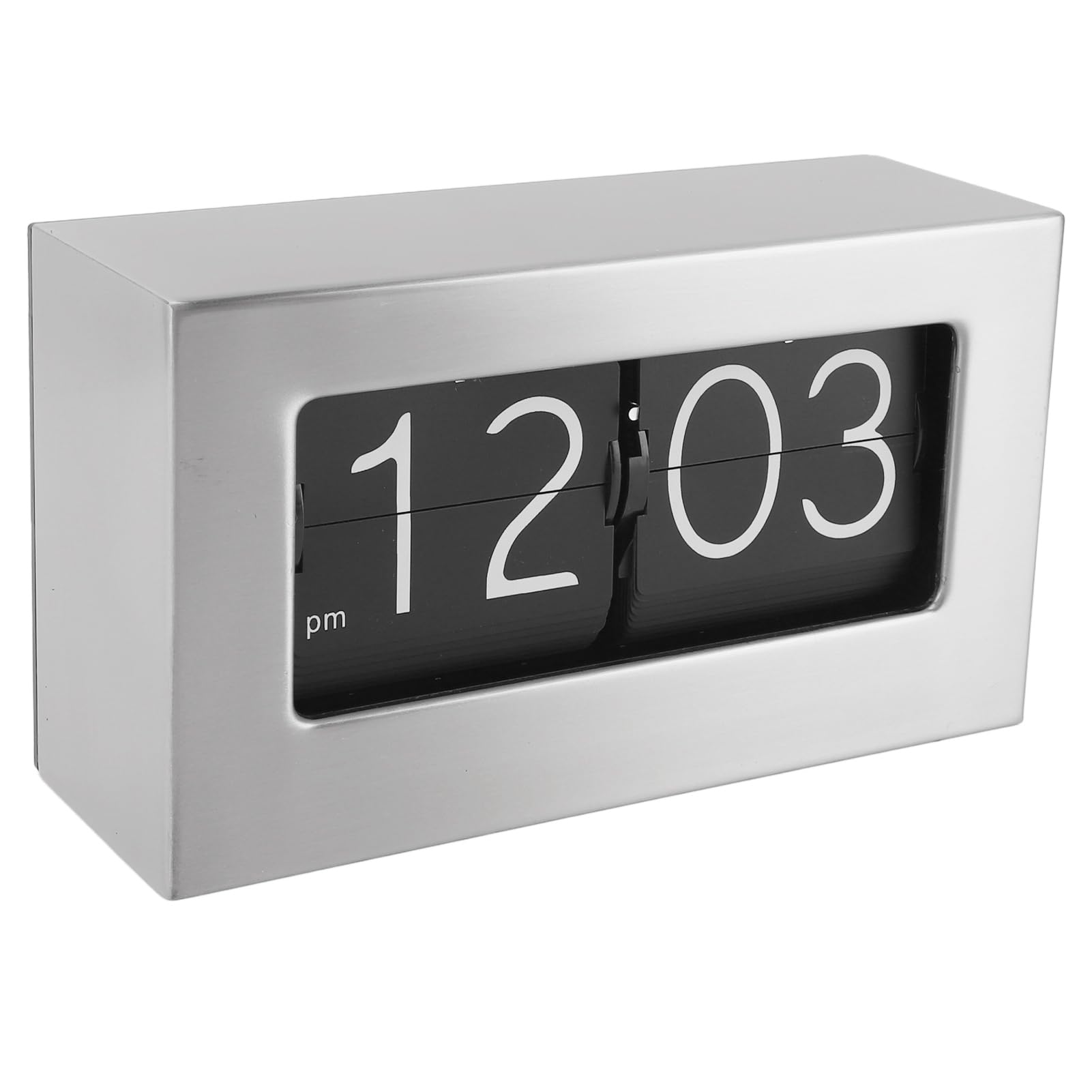 Walfront Orologio a Vibrazione Automatica Orologio Ribaltabile Digitale da Tavolo con Display Trasparente in Acciaio Inossidabile Stile retrò 12 Ore per l'ufficio del Soggiorno di Casa