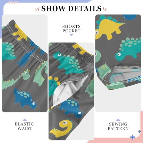 ZZXXB Walking Dinosaur Print Boys Long Pants Soft Trousers Elastic Waist Kids Lounge Bottoms with Pockets S-XL4