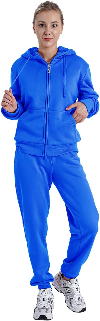 Gary Com 2 PCS Outfits Women's Fleece Sherpa Lined Sweatsuits Long Sleeve Hoodie and Sweat Pants Winter Warm Tracksuit Set - Image 2