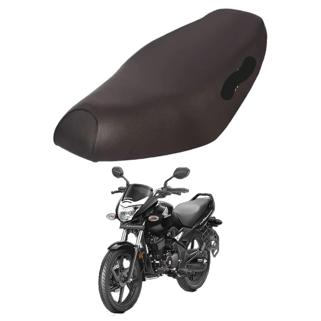 CB Unicorn 150 Bike Seat Cover Protect from Rust and Dust, PU Leather Waterproof Durable Seat Cover (Black)-image-6