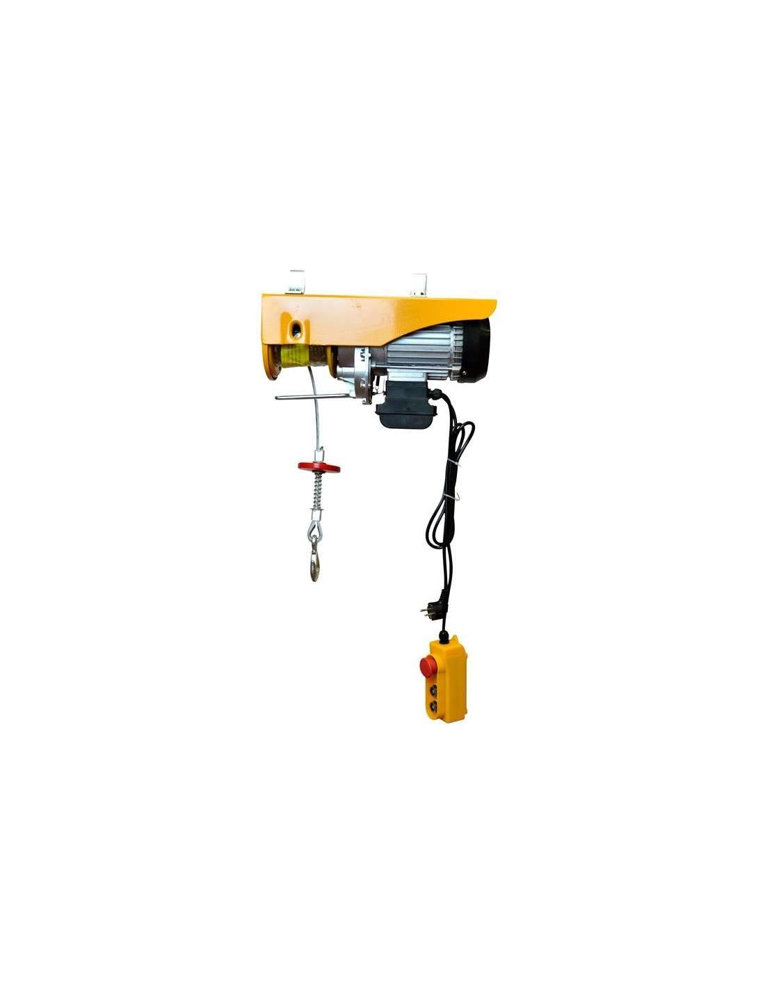 Polipasto Eléctrico 220V, Capacidad de 400/800 Kilogram, Potencia del Motor 1450W, Max Altura de Elevación 12 Metros, Construcción Robusta, Diámetro de la Cuerda de Acero 6mm