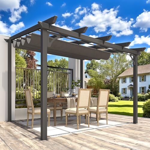 AECOJOY 10' x 8' Gazebo for Patio, Retractable Pergola with
