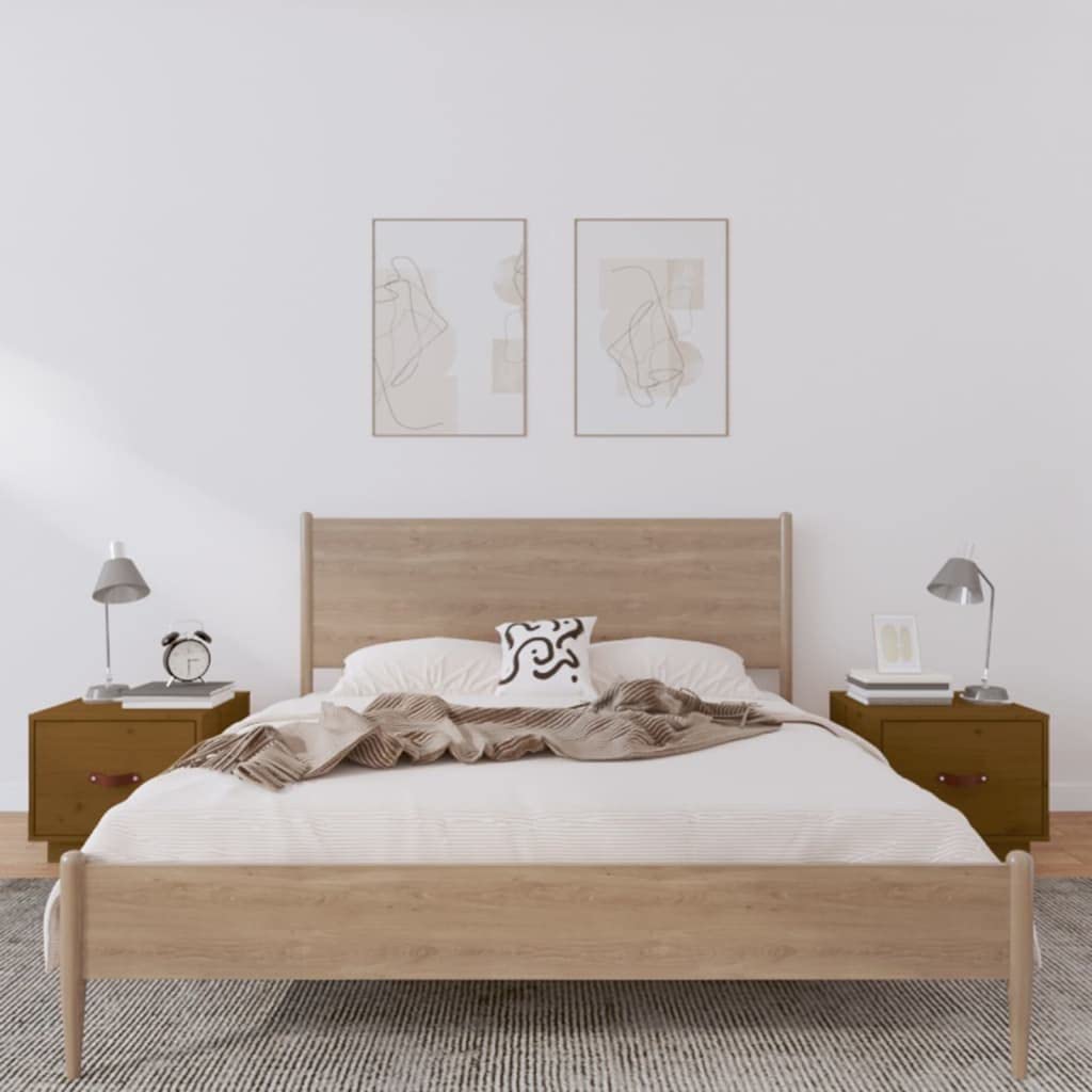Elegante Nachttische aus massivem Kiefernholz mit Schublade und robuster Oberplatte für stilvollen Stauraum im Schlafzimmer