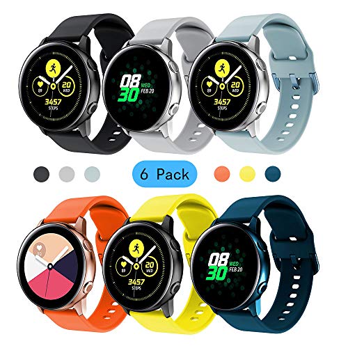 YaYuu Compatible Samsung Galaxy Watch Active/Active2 40mm 44mm Correa de Reloj 20mm Silicona Banda de Reemplazo Pulsera para Galaxy Watch 42mm/Gear Sport/Gear S2 Classic/Garmin Vivoactive 3/Ticwatch 2