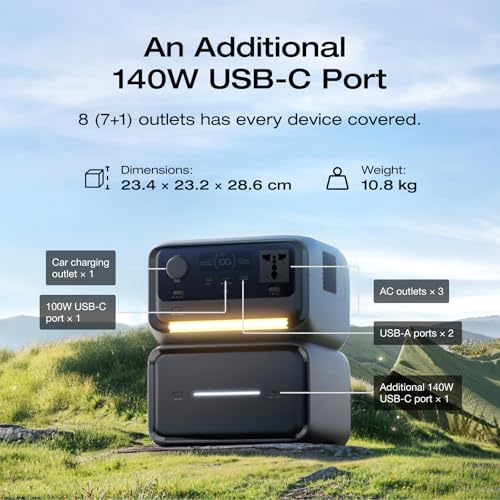 Image of EF EcoFlow Portable Power Station RIVER 3 Max Plus, R3P with EB600 Extra Battery - 858Wh LiFePO4 Battery, 1200W Output, <10 ms UPS, <30 dB, Wireless Connection, Solar Generator for Camping & RV