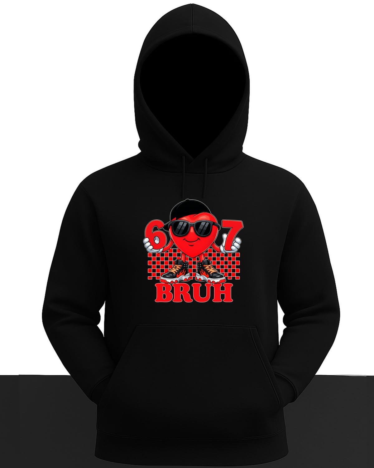 67 Bruh Heart – walentynkowa gra liczbowa, miłość z humorem, bezczelny motyw serca bluza z kapturem