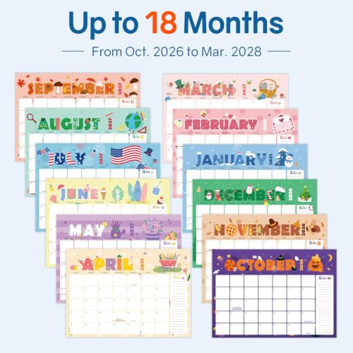 Image of SUNEE Desk Calendar 2027 - 17 inch x 12 inch Desk Pad Calendar, 18-Month Monthly Planner Oct. 2026 - Mar. 2028, Desktop Calendar with 308 Planner Stickers, Plastic Protective Corners for Office, School and Home, Cute