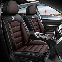 Leather 2 Seat Cover for BMW X1 X2 X3 X4 X5 320 328 330 Anti-Slip Waterproof Wear-Resistant Auto Seat Cover Universal Car Seat Cover with AirbagBlack&Coffee,Front Only
