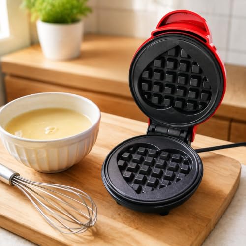 Heart Shaped Waffle Maker Mini Non-Stick Waffle Machine for Breakfast Lunch - image 1