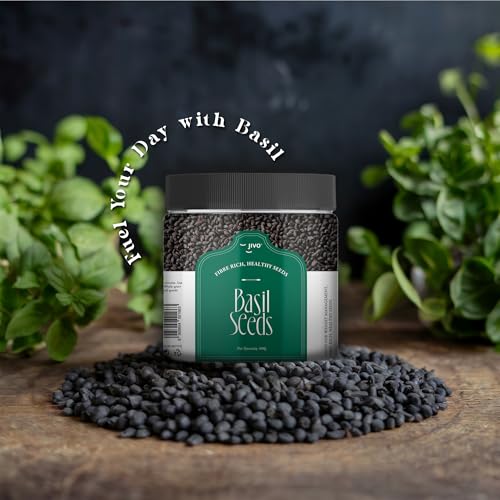 Image of Jivo Raw Basil Seeds for weight loss - 400gm | Sabja Seed, Takmuria Seeds 400g (Jar Pack) | High Fibre And Omega 3