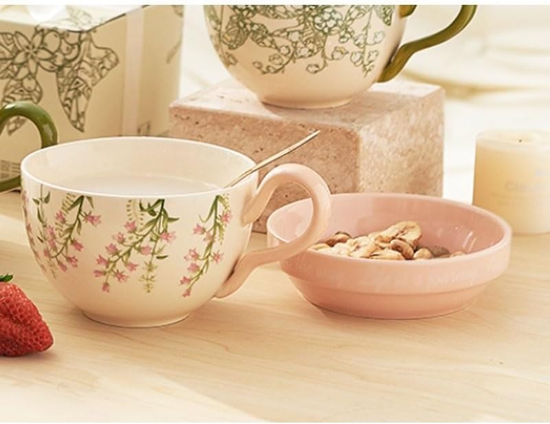 Ceramic Breakfast Cups Large-capacity Covered Anti-scald Household Milk Oat Coffee